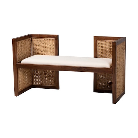 Bali & Pari Lovina Bohemian Light Honey Rattan and Acacia Wood Accent Bench 246-13575-ZORO